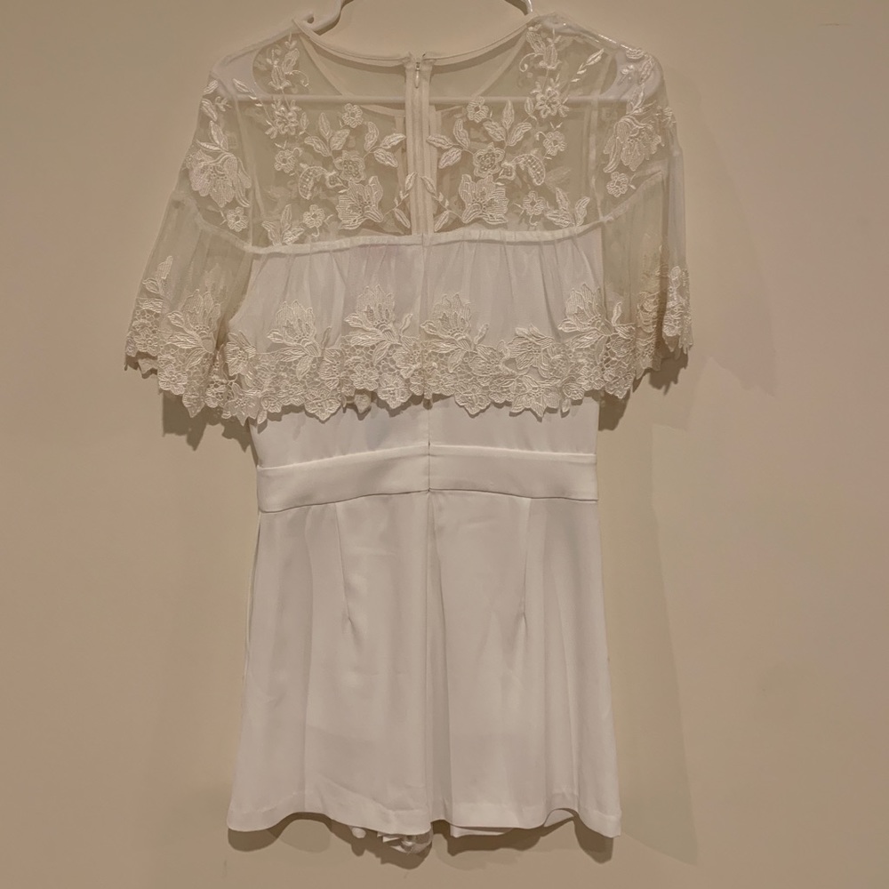 Parker white lace pearl jumper romper shirt sleeve